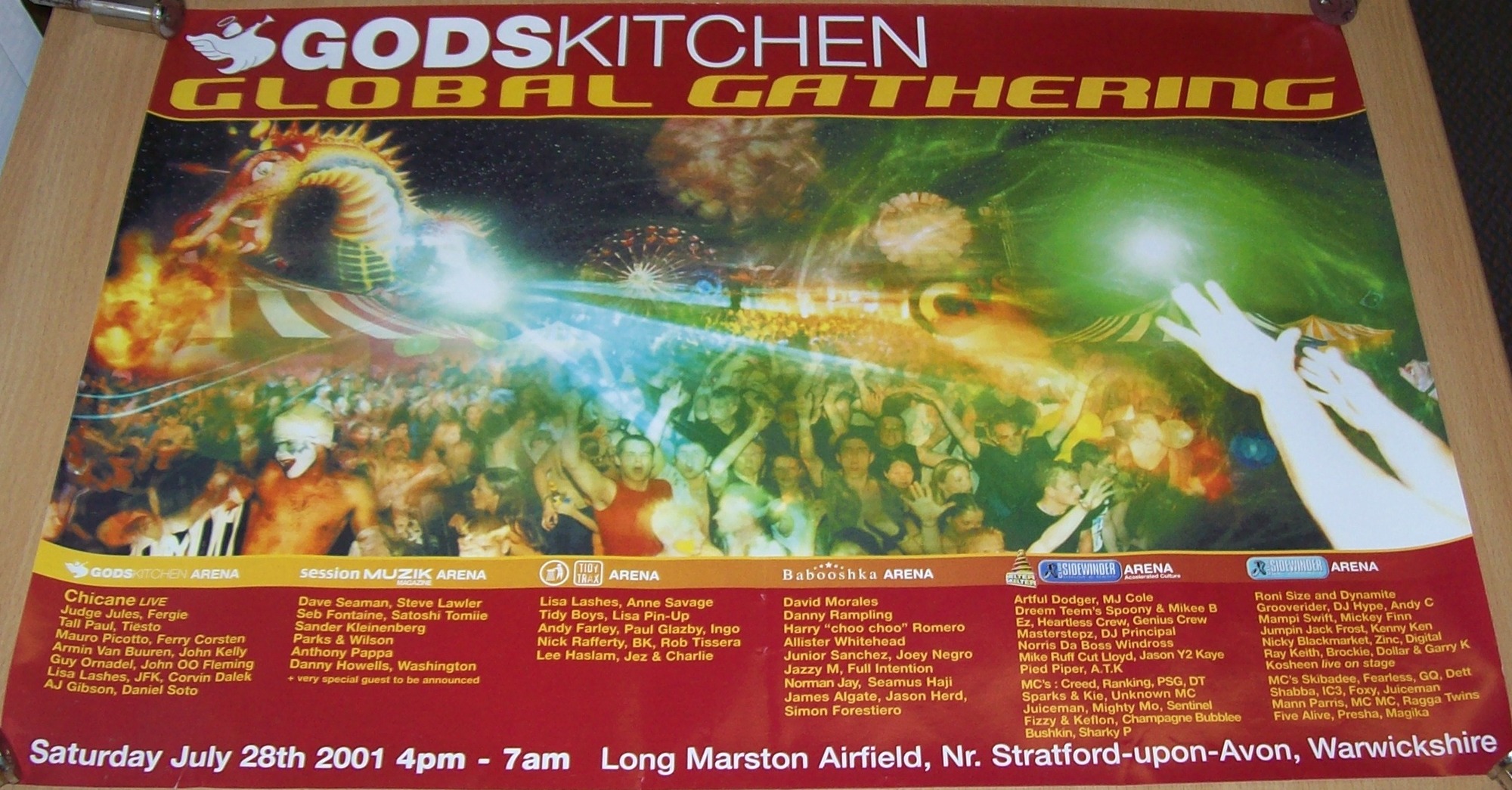 CHICANE JUDGE JULES ARTFUL DODGER 'GODSKITCHEN' GLOBAL GATHERING FESTIVAL POSTER SATURDAY 28th JULY 2001 LARGE  2.JPG