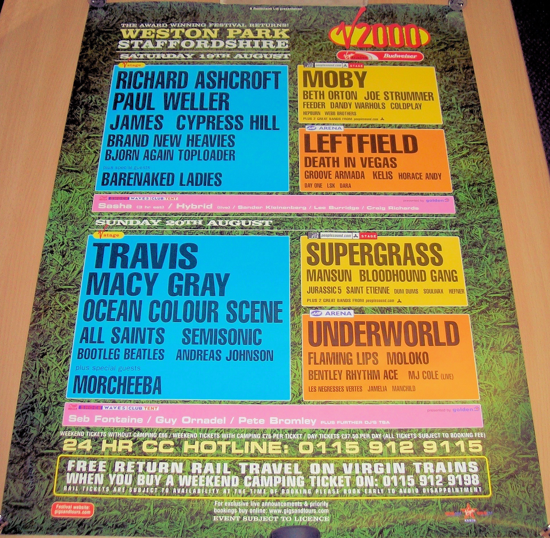 PAUL WELLER TRAVIS MOBY SUPERGRASS V 2000 AUGUST FESTIVAL POSTER LARGE  1.JPG