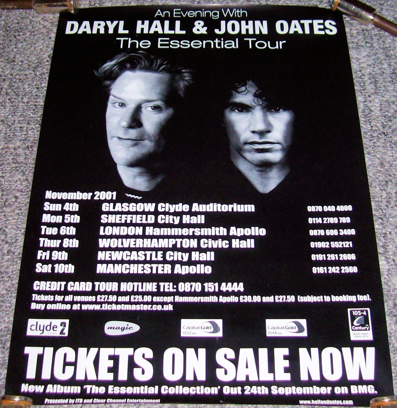 HALL AND OATS 'THE ESSENTIAL TOUR' U.K. POSTER NOVEMBER 2001  4.JPG