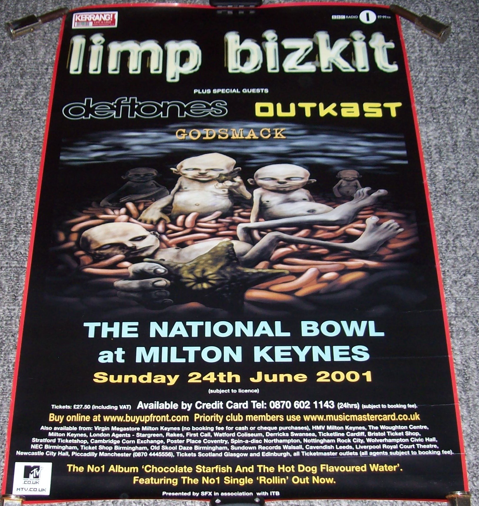 LIMP BISKIT DEFTONES OUTKAST GODSMACK CONCERT POSTER MILTON KEYNES SUNDAY 24th JUNE 2001 SMALL  3.JPG