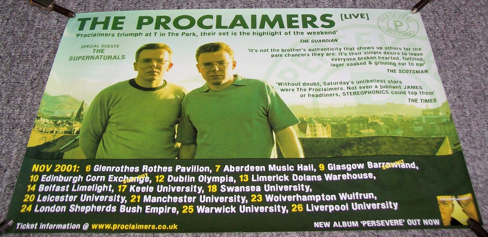 THE PROCLAIMERS SUPERNATURALS FULL DATES CONCERTS U.K. TOUR POSTER 2001 .JPG