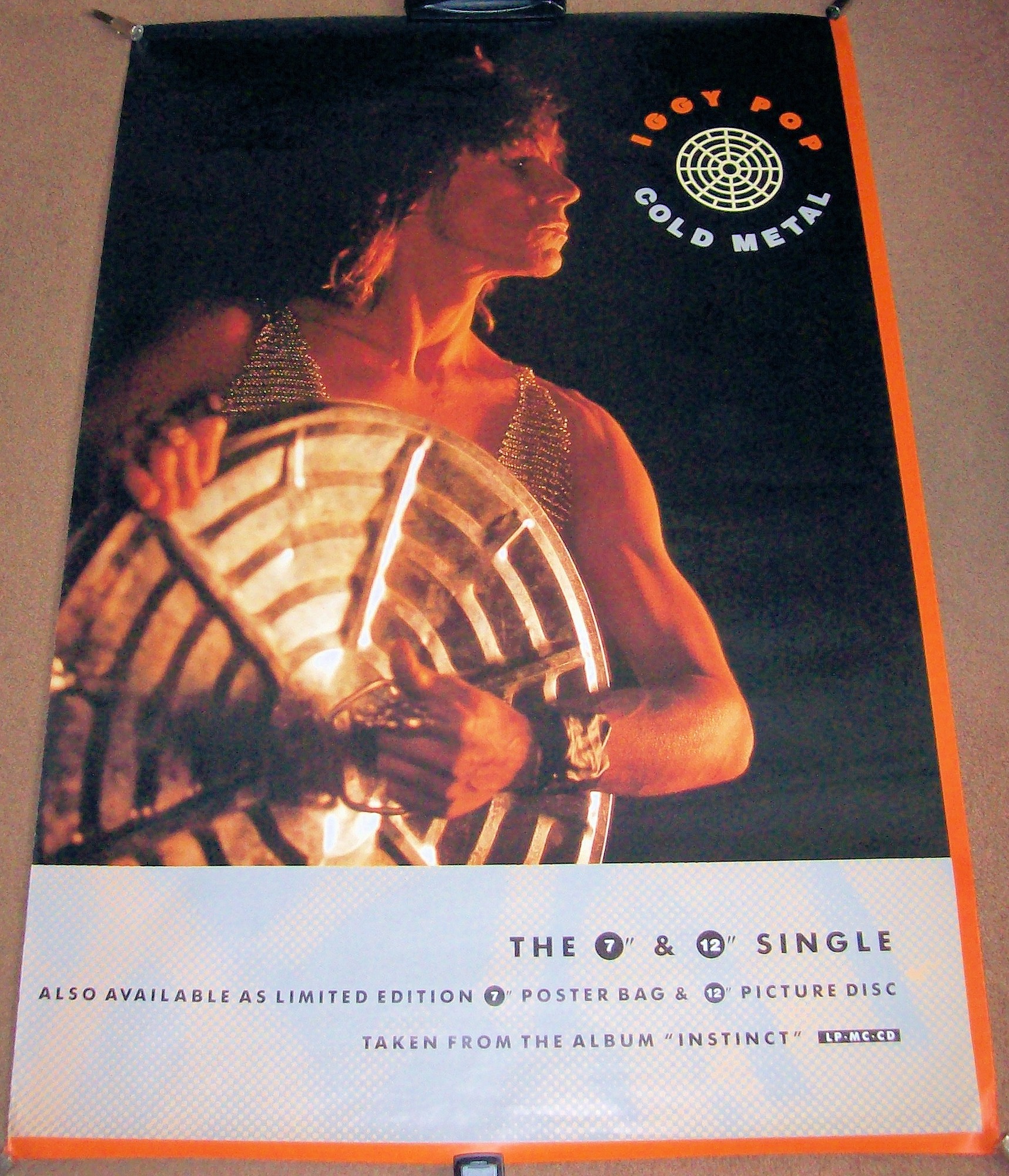 IGGY POP U.K. RECORD COMPANY PROMO POSTER FOR THE SINGLE &acirc;COLD METAL&acirc; IN 1988.JPG