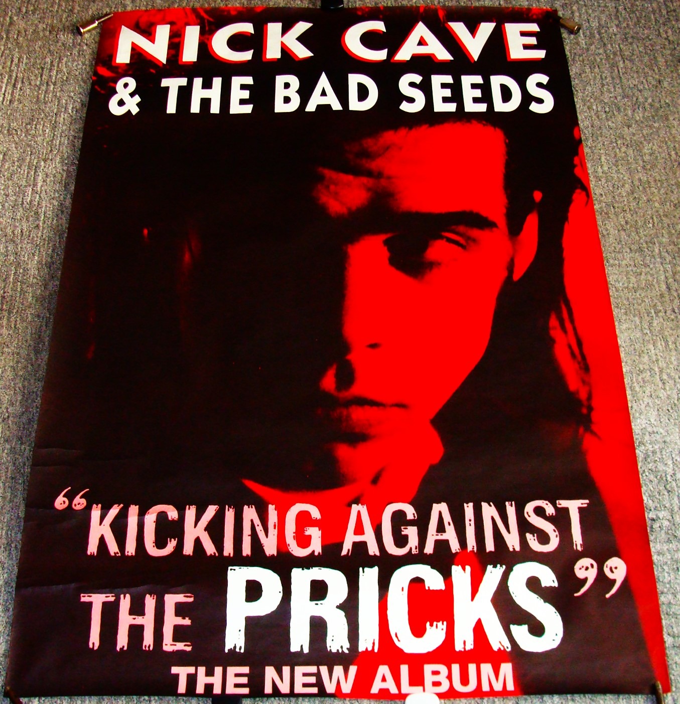 NICK CAVE AND THE BAD SEEDS U.K. RECORD COMPANY PROMO POSTER 'KICKING AGAINST THE PRICKS' ALBUM 1986.JPG