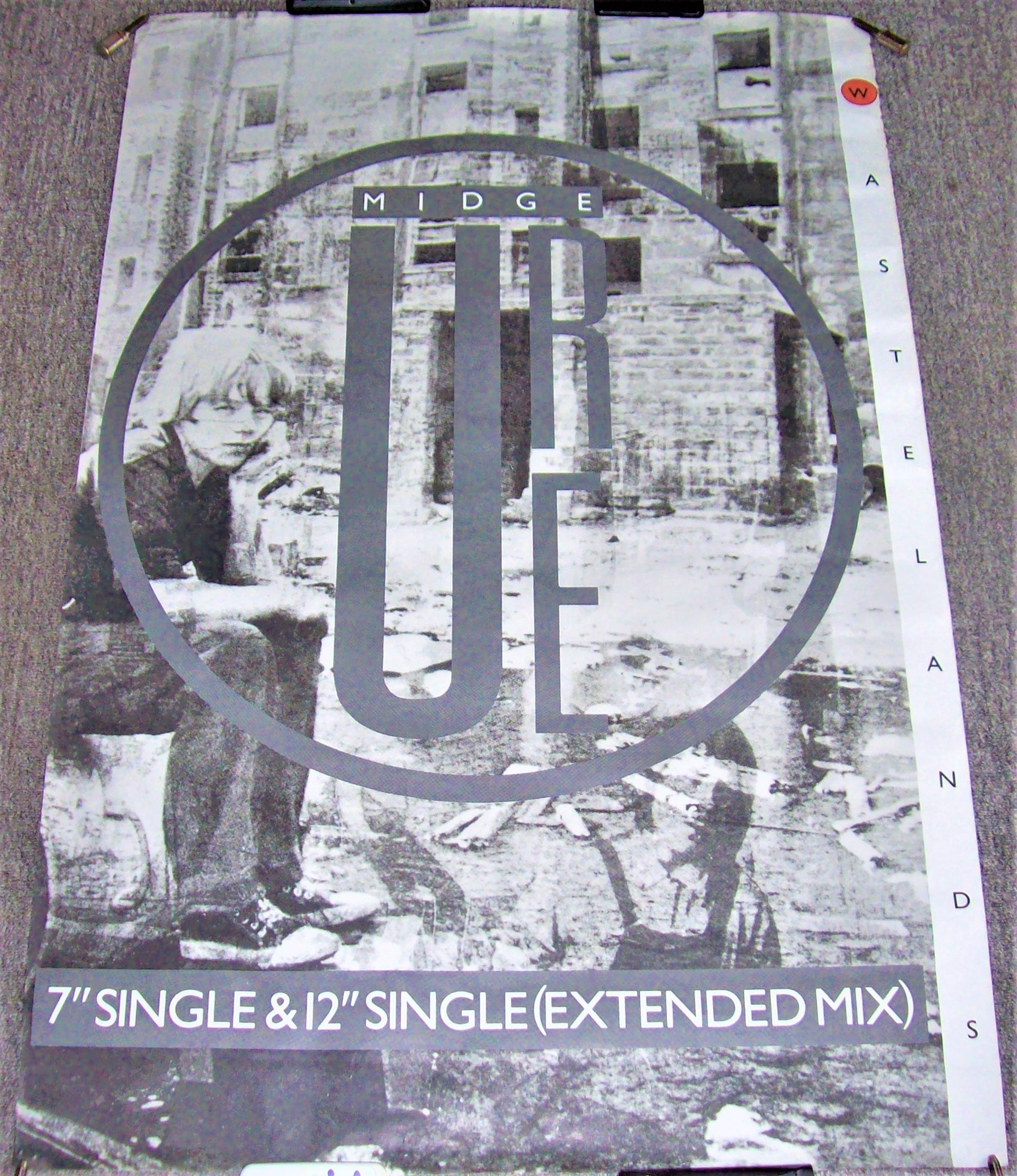 ULTRAVOX MIDGE URE U.K. RECORD COMPANY PROMO POSTER 'WASTELANDS' SINGLE 1985.JPG