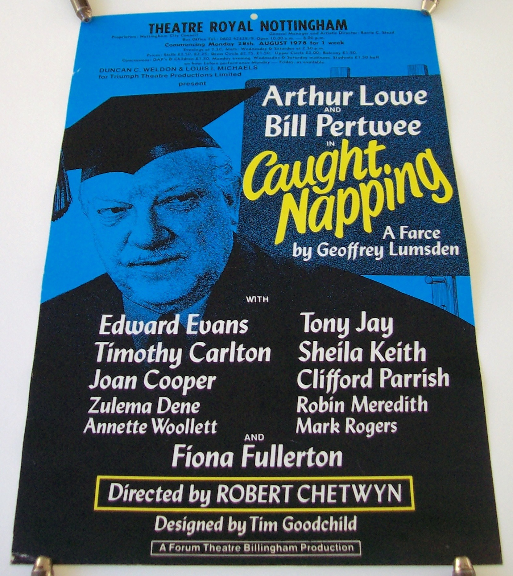 CAUGHT NAPPING ARTHUR LOWE BILL PERTWEE FIONA FULLERTON THEATRE ROYAL NOTTINGHAM 1978.JPG