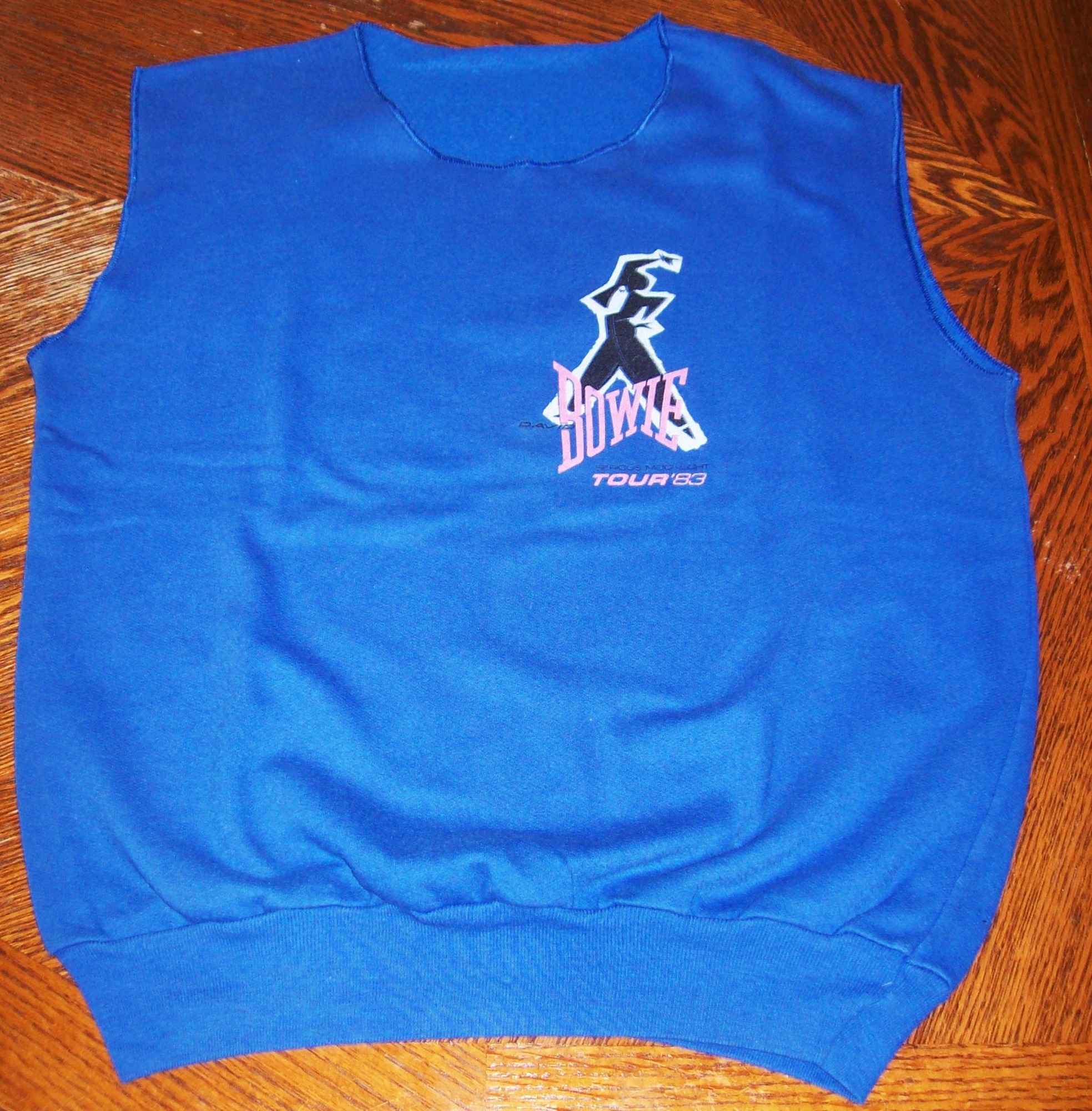 DAVID BOWIE BLUE SLEEVELESS FLEECE VEST SERIOUS MOONLIGHT WORLD TOUR 1983.jpg