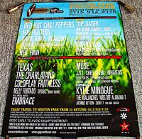 FOO FIGHTERS RHCP COLDPLAY MUSE KYLIE MINOGUE STUNNING "V" 2001 FESTIVAL POSTER