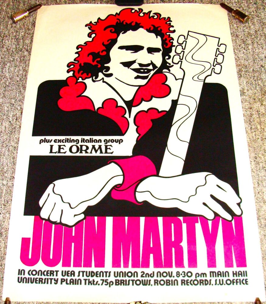 JOHN MARTYN STUNNING CONCERT POSTER FRI 2nd NOV 1973 UNIVERSITY EAST ANGLIA