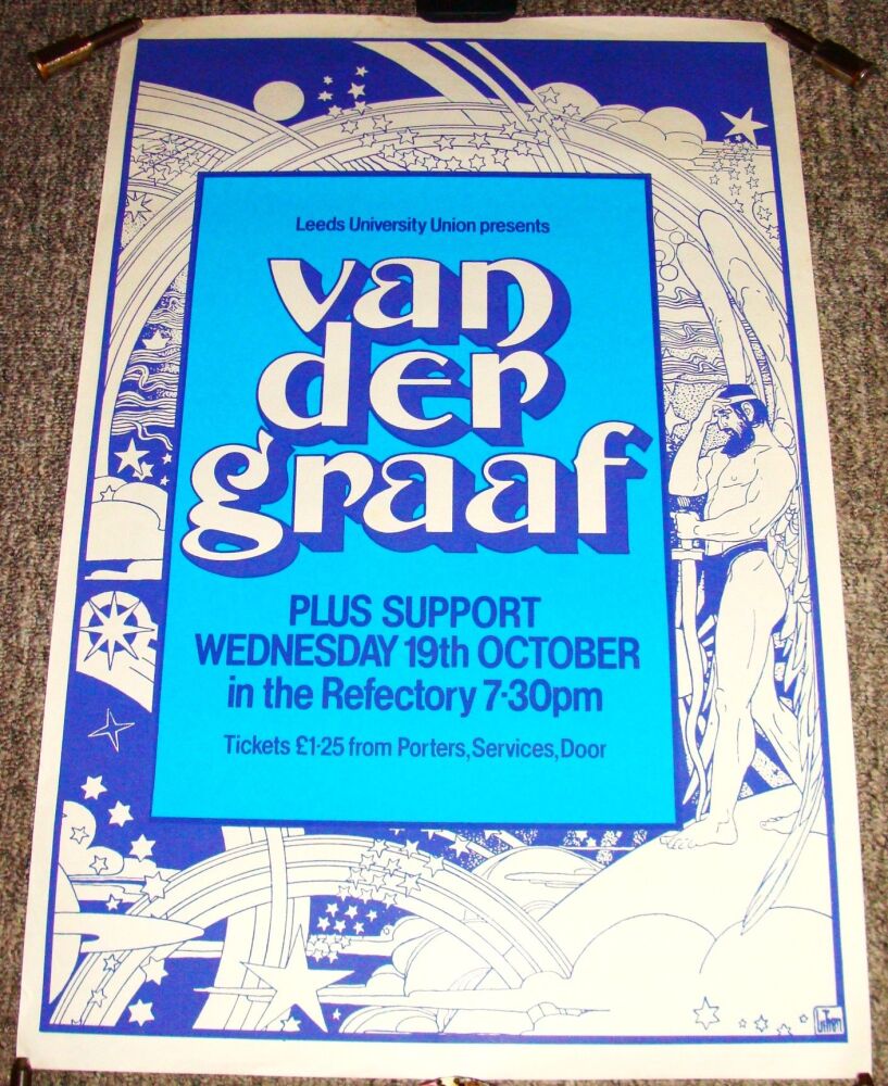 VDGG CONCERT POSTER WEDNESDAY 19th OCTOBER 1977 REFECTORY LEEDS UNI