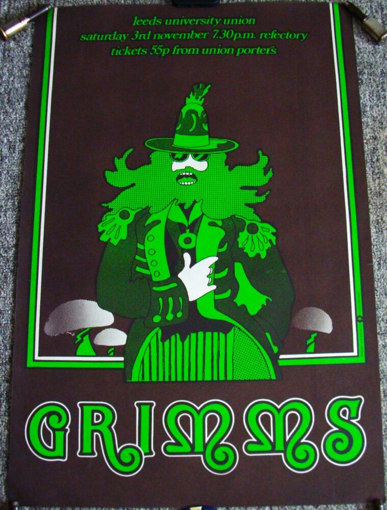 GRIMMS STUNNING RARE CONCERT POSTER SATURDAY 3rd NOVEMBER 1973 LEEDS UNIVER