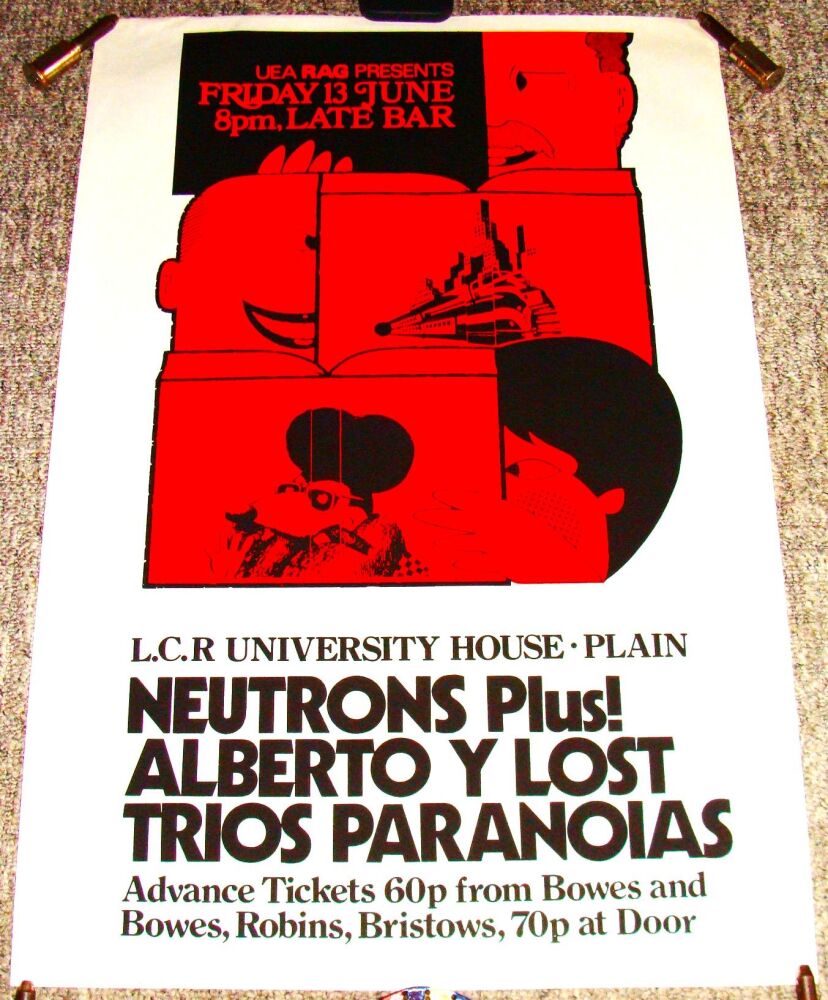 MAN NEUTRONS ALBERTO Y LOST TRIOS PARANOIAS CONCERT POSTER FRIDAY 13th JUNE