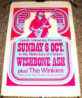 WISHBONE ASH WINKIES CONCERT POSTER SUN 6th OCT 1974 REFECTORY LEEDS UNIVERSITY
