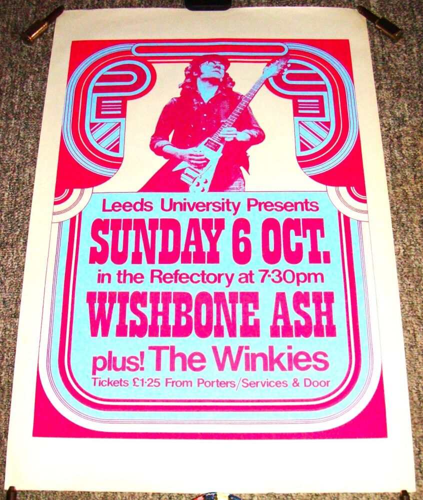 WISHBONE ASH WINKIES CONCERT POSTER SUN 6th OCT 1974 REFECTORY LEEDS UNIVER