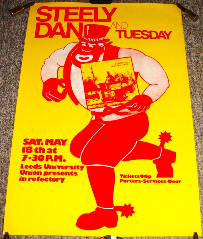 STEELY DAN STUNNING RARE CONCERT POSTER SATURDAY 18th MAY 1974 LEEDS UNIVER