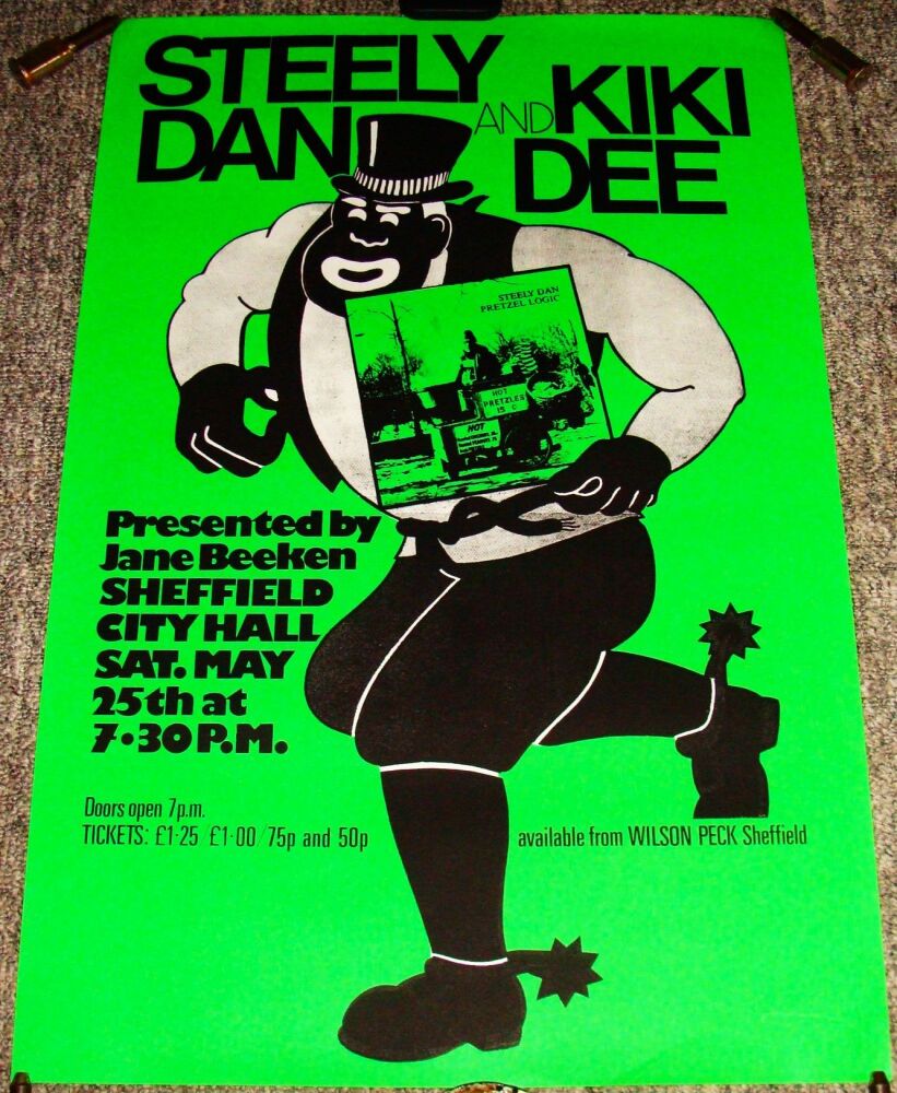STEELY DAN KIKI DEE SUPERB CONCERT POSTER SAT 25th MAY 1974 CITY HALL SHEFF