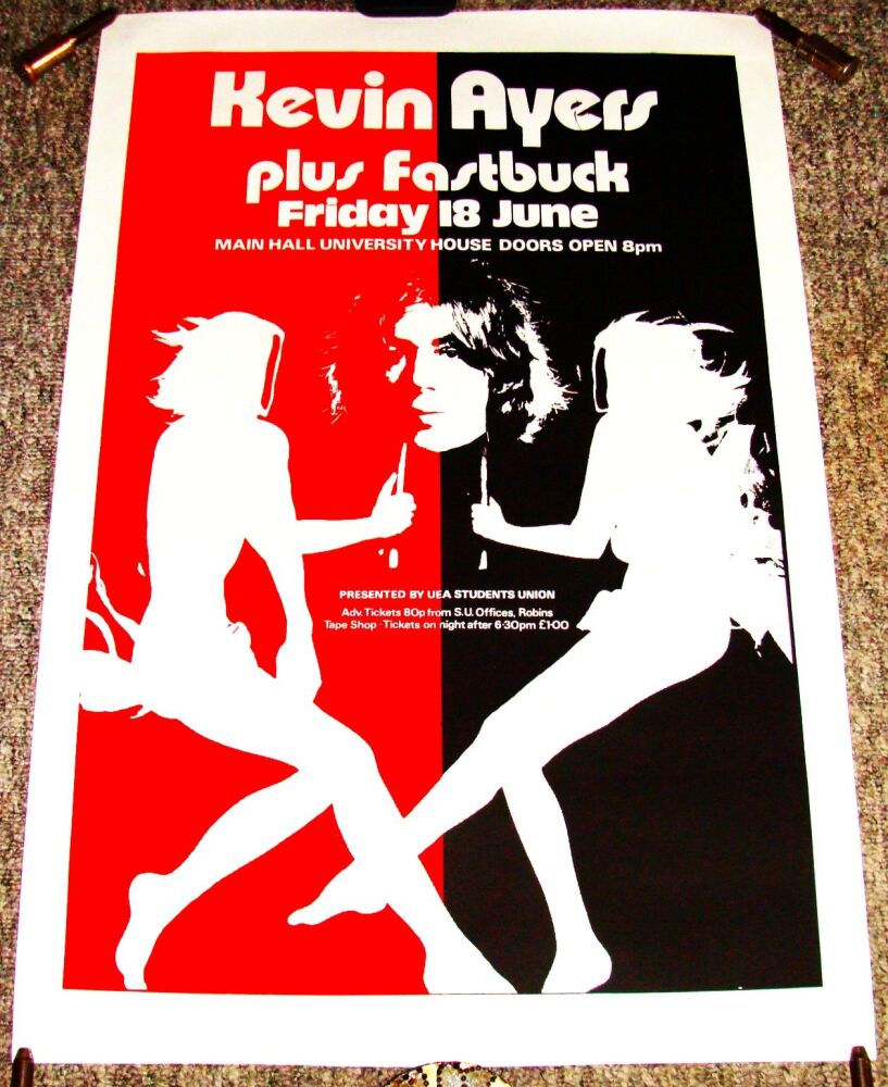 SOFT MACHINE KEVIN AYERS RARE CONCERT POSTER FRIDAY 18th JUNE 1976 MAIN HAL