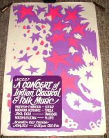 NORWICH CITY COLLEGE CONCERT POSTER INDIAN CLASSICAL & FOLK MUSIC OCT 6th 1974