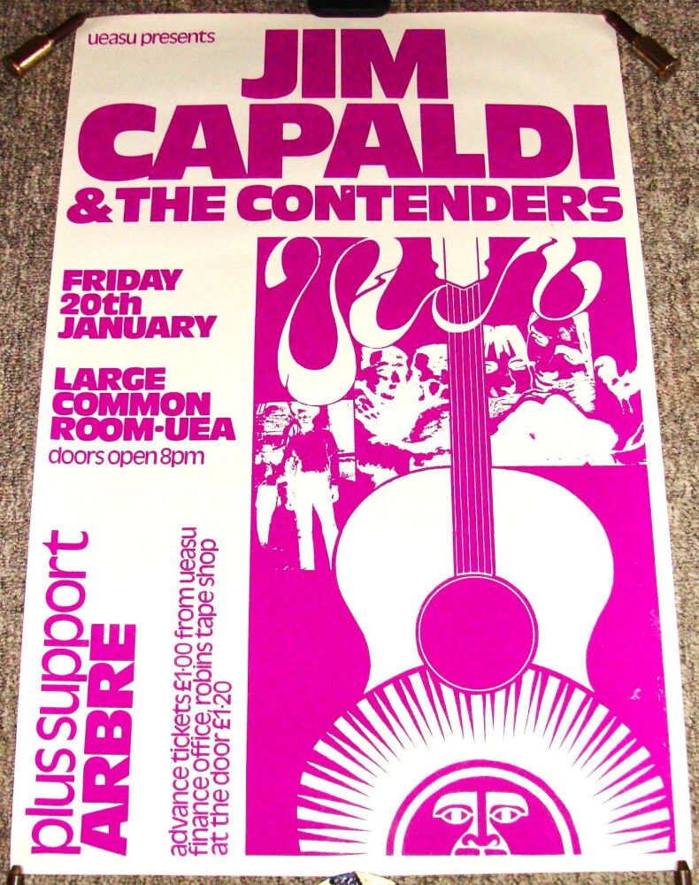 TRAFFIC JIM CAPALDI STUNNING RARE CONCERT POSTER FRI 20th JAN 1978 AT THE U