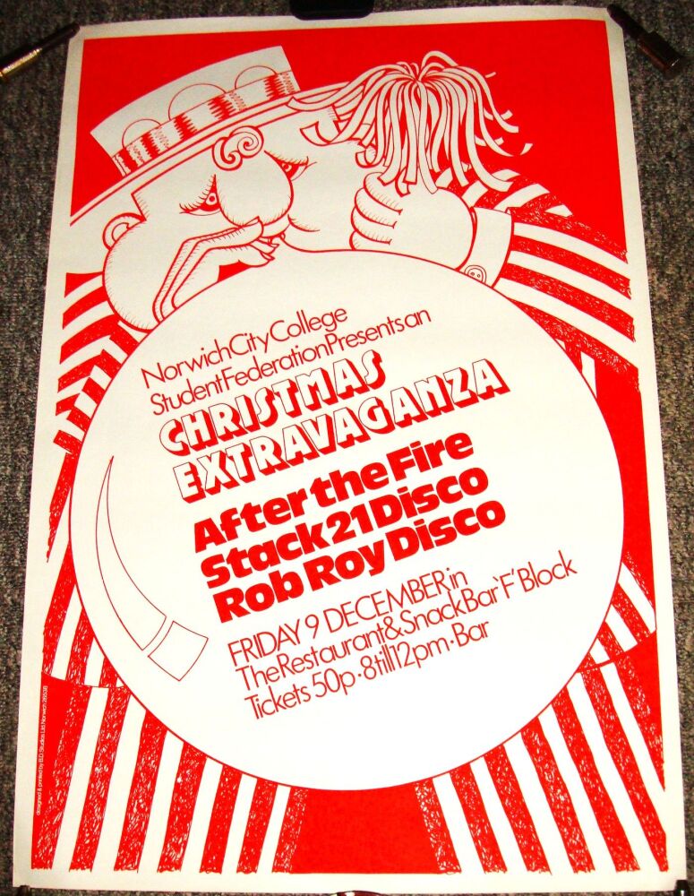 AFTER THE FIRE SUPERB RARE CONCERT POSTER FRI 9th DEC 1975 NORWICH CITY COL