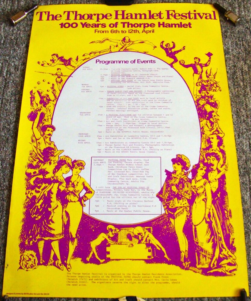 REALLY STUNNING THE THORPE HAMLET FESTIVAL POSTER 6th TO 12th APRIL 1973 NO