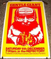 GENTLE GIANT MICHAEL MOORE STUNNING CONCERT POSTER SAT 6th DEC 1976 LEEDS UNI UK