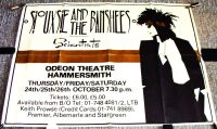 SIOUXSIE AND THE BANSHEES SCIENTISTS SUPERB CONCERTS POSTER HAMMERSMITH OCT 1985