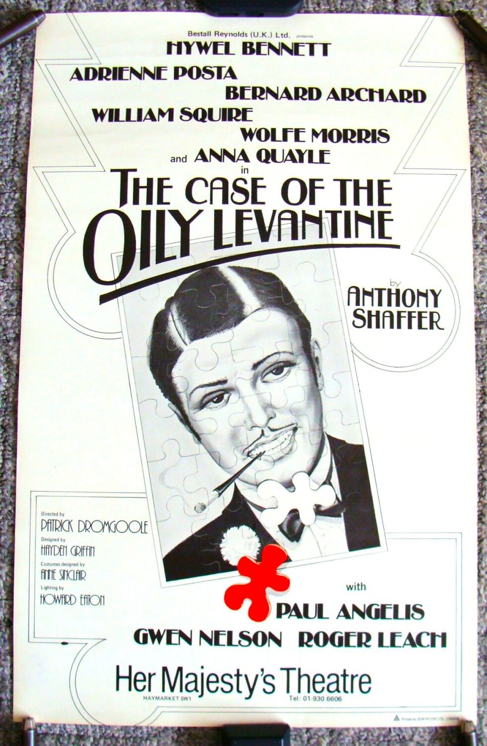 HYWEL BENNETT CASE OF OILY LEVANTINE POSTER HER MAJESTY'S THEATRE LONDON 19