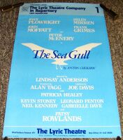 HELEN MIRREN JOAN PLOWRIGHT RARE 'THE SEA GULL' POSTER LYRIC THEATRE LONDON 1975