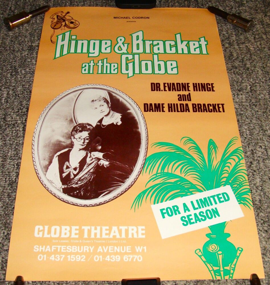 'HINGE AND BRACKET AT THE GLOBE' STUNNING AND RARE THEATRE POSTER FROM 1980