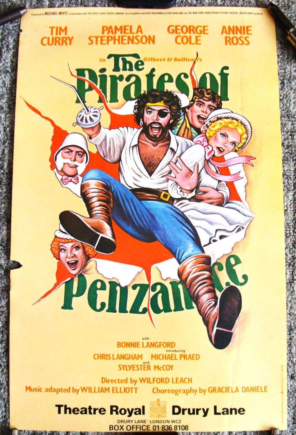 THE PIRATES OF PENZANCE THEATRE POSTER THEATRE ROYAL DRURY LANE LONDON 1982