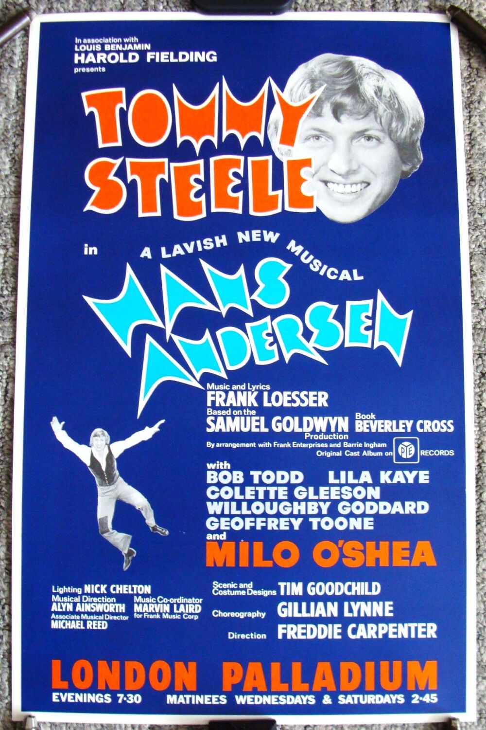 TOMMY STEELE 'HANS ANDERSEN' STUNNING RARE THEATRE POSTER LONDON PALLADIUM 