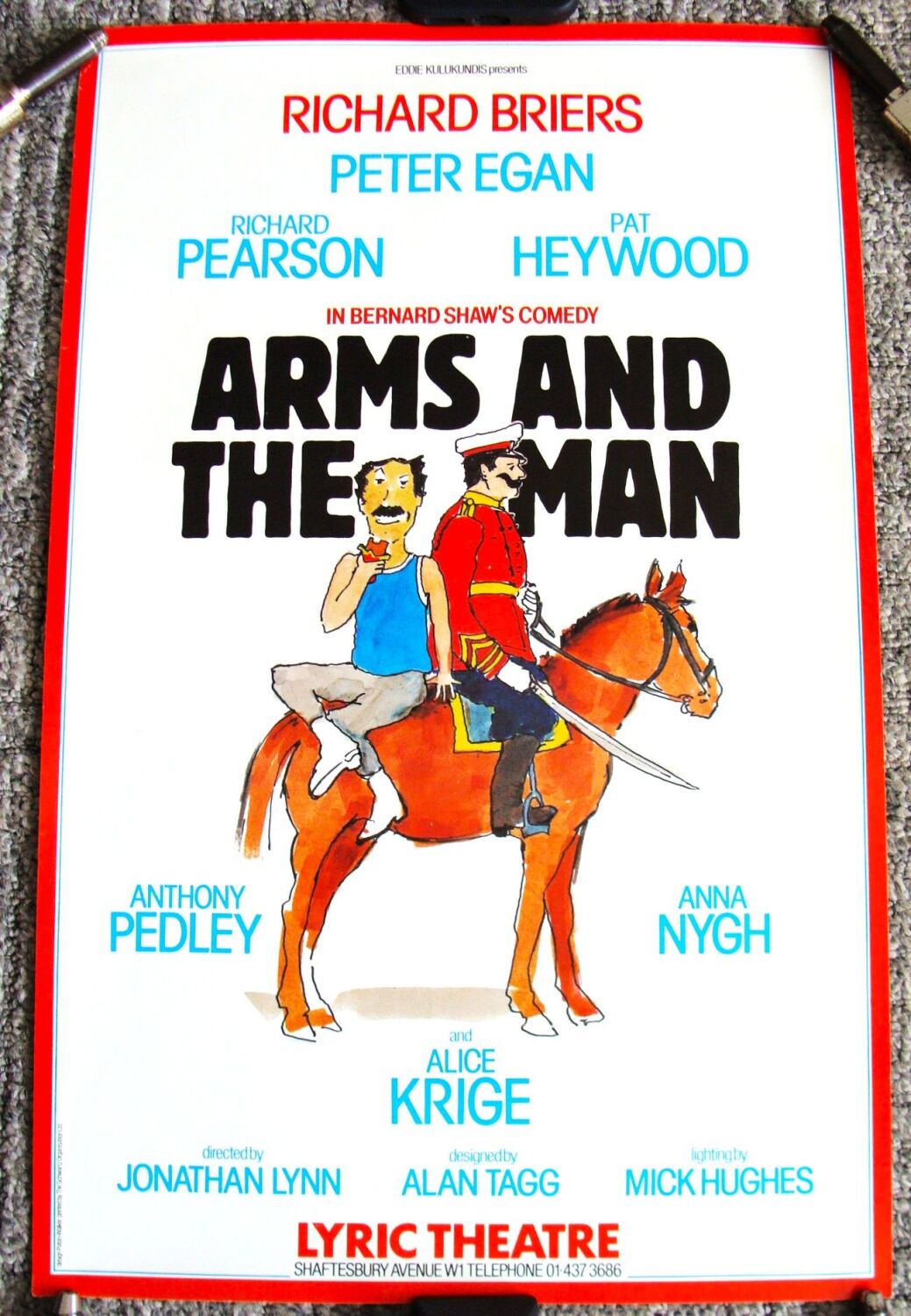 RICHARD BRIERS 'ARMS AND THE MAN' STUNNING RARE POSTER LYRIC THEATRE LONDON