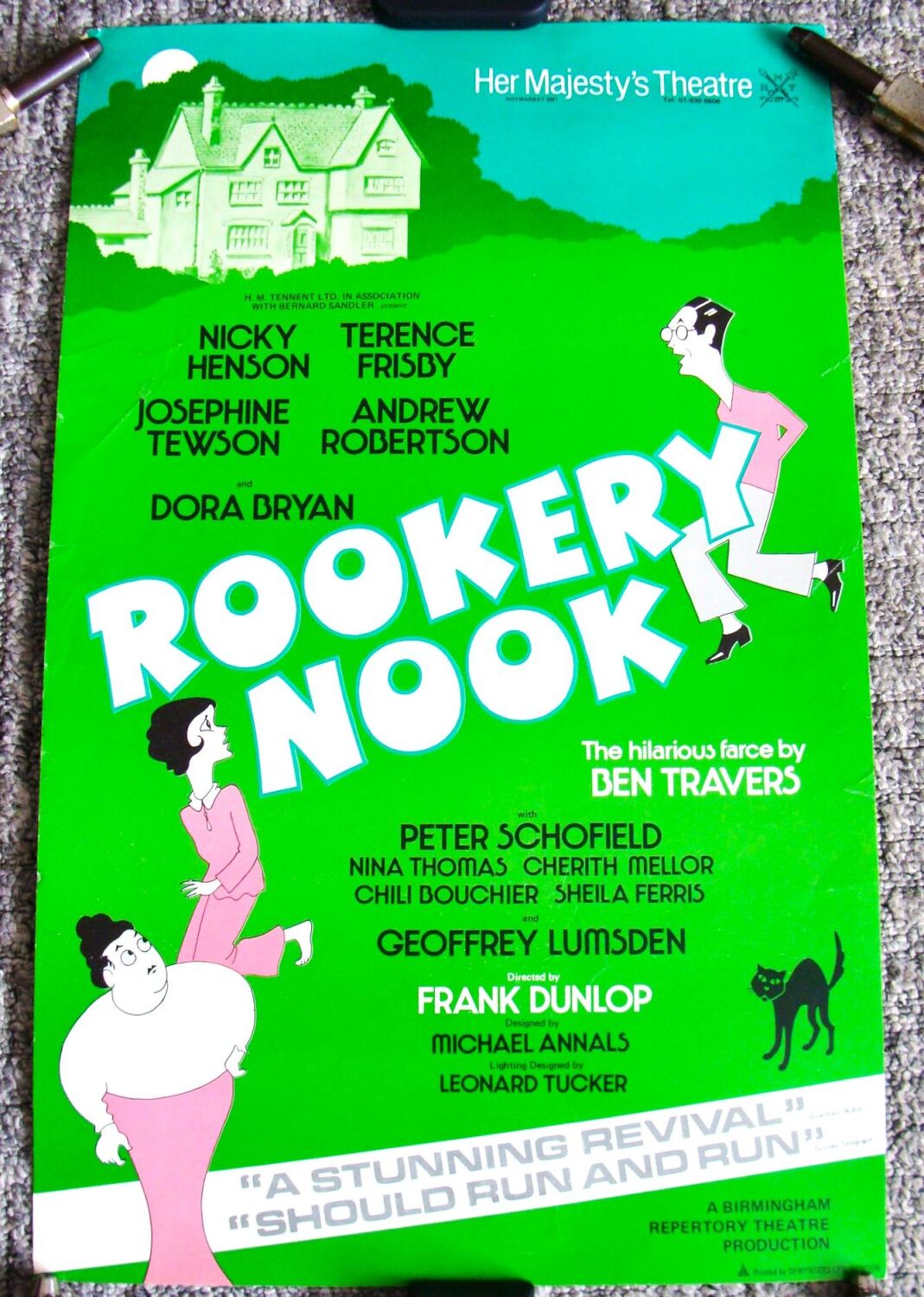 DORA BRYAN NICKY HENSON 'ROOKERY NOOK' POSTER HER MAJESTY'S THEATRE LONDON 