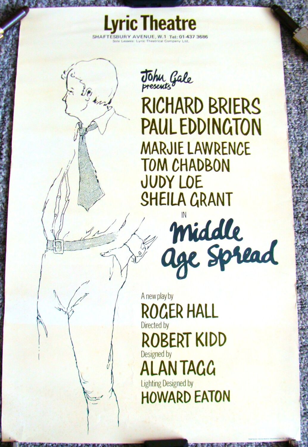 MIDDLE AGE SPREAD RICHARD BRIERS SUPERB RARE POSTER LYRIC THEATRE LONDON 19