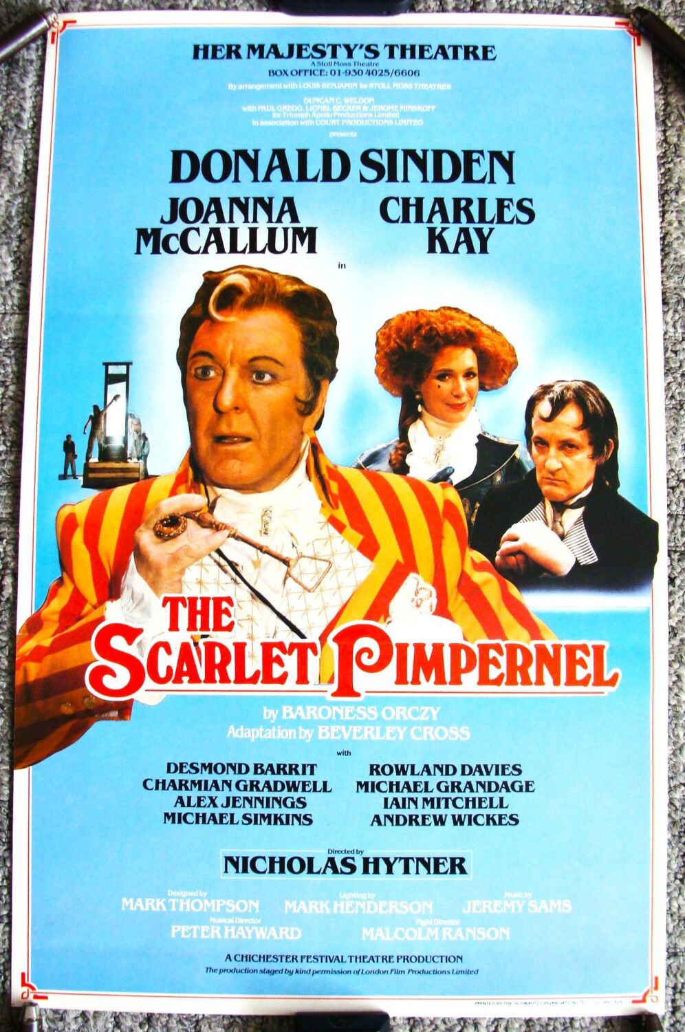 DONALD SINDEN 'THE SCARLET PIMPERNEL' POSTER HER MAJESTY'S THEATRE LONDON 1