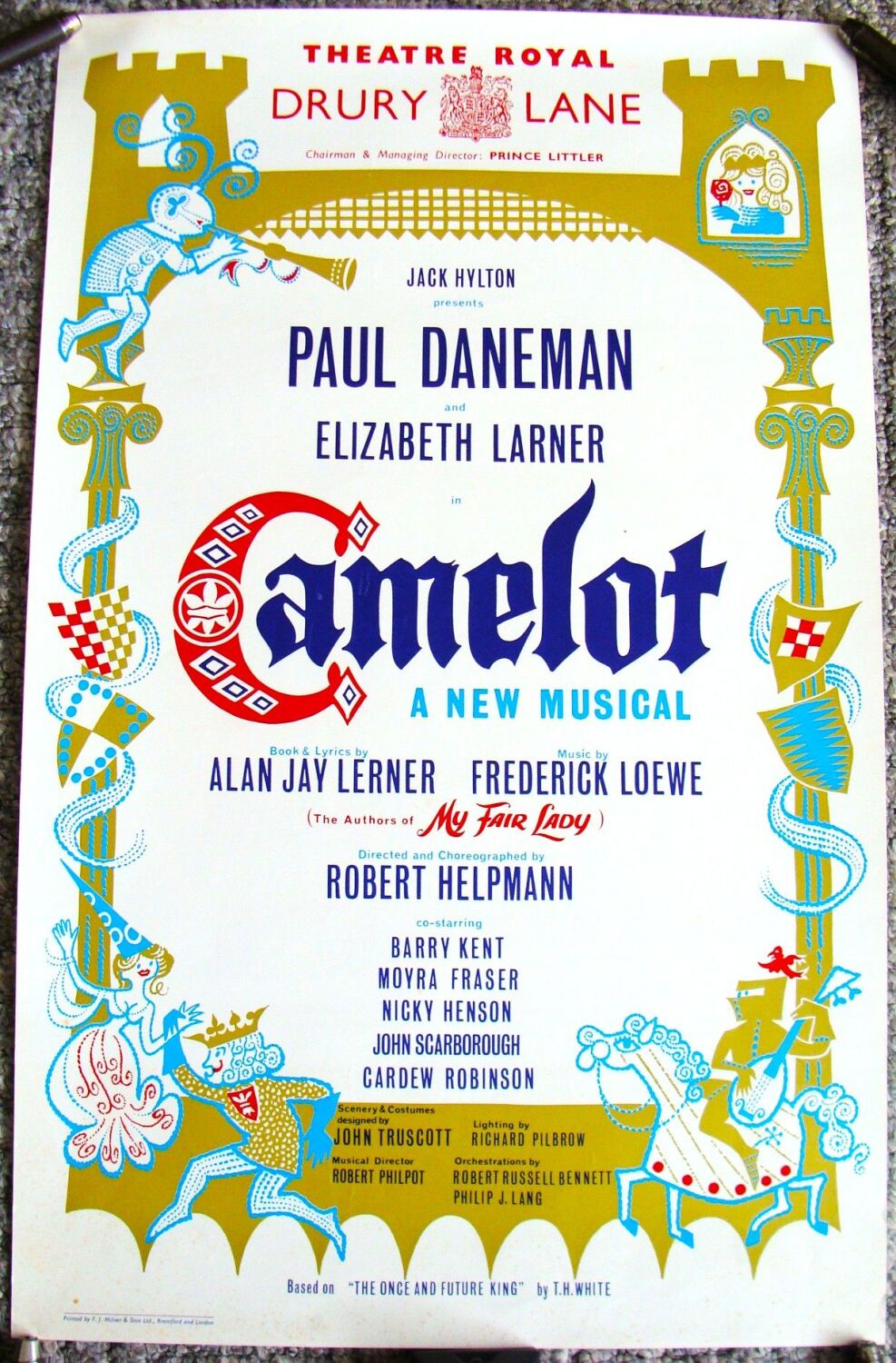 PAUL DANEMAN STUNNING RARE 'CAMELOT' POSTER THEATRE ROYAL DRURY LANE LONDON
