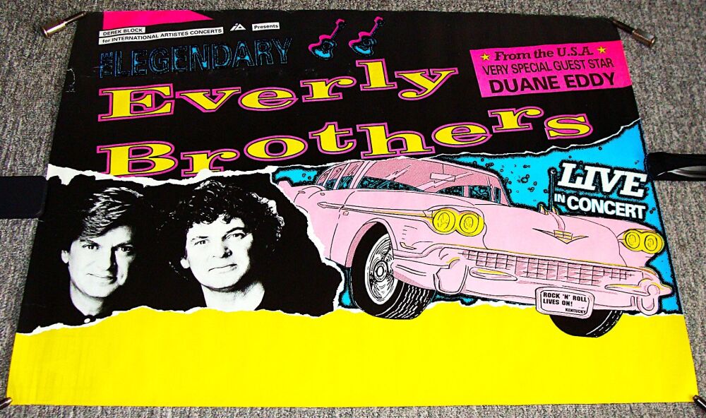 THE EVERLY BROTHERS DUANE EDDY SUPERB RARE U.K. TOUR BLANK CONCERT POSTER 1