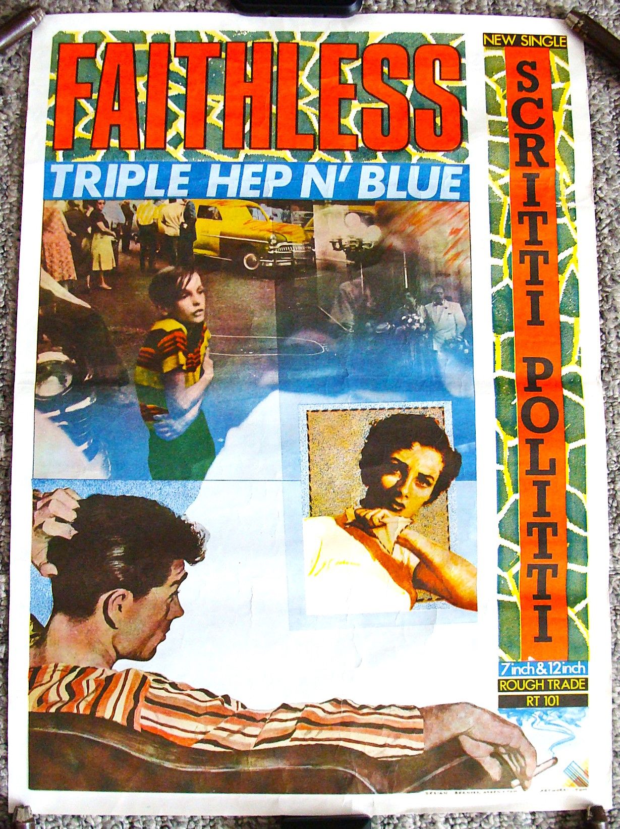 SCRITTI POLITTI RARE U.K. RECORD COMPANY PROMO POSTER 'FAITHLESS' SINGLE 19