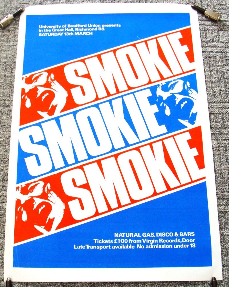 SMOKIE SUPERB CONCERT POSTER SAT 13th MARCH 1976 GREAT HALL BRADFORD UNIVER