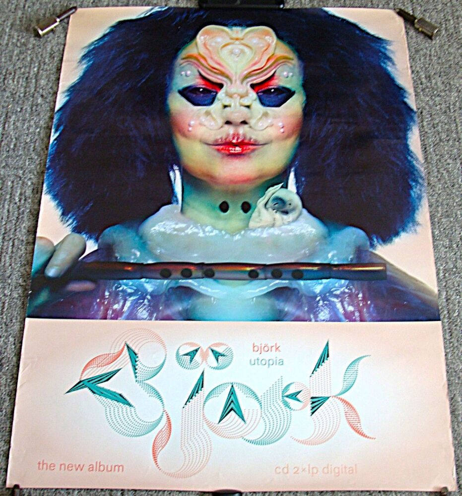 BJORK ABSOLUTELY STUNNING U.K. RECORD COMPANY PROMO POSTER 'UTOPIA' ALBUM 2