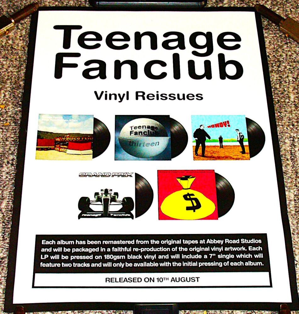 TEENAGE FANCLUB SUPERB U.K. RECORD COMPANY PROMO POSTER 'RE-ISSUE ALBUMS' 2