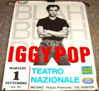 IGGY POP STUNNING RARE CONCERT POSTER FOR TUESDAY 1st SEPTEMBER 1987 MILAN ITALY