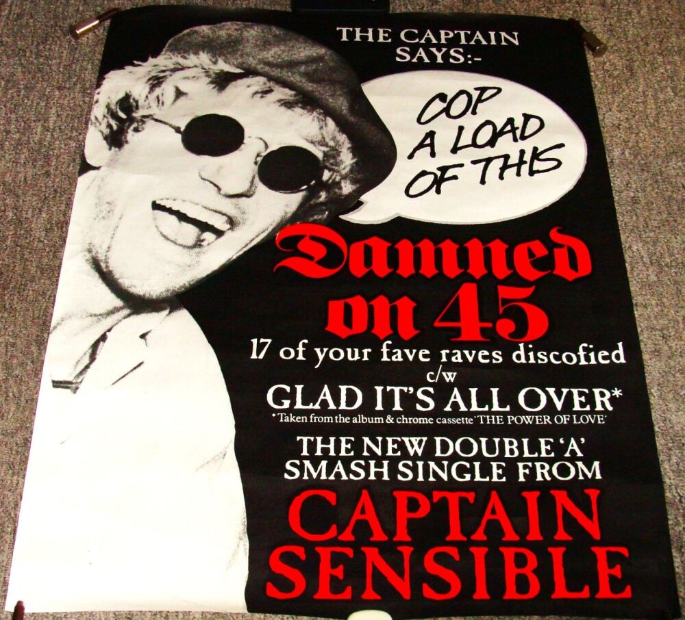 THE DAMNED CAPTAIN SENSIBLE U.K. REC COM PROMO POSTER 'DAMNED ON 45' SINGLE