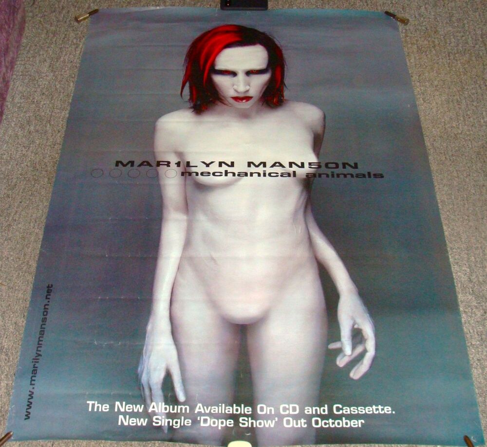 MARILYN MANSON U.K. RECORD COMPANY PROMO POSTER 'MECHANICAL ANIMALS' ALBUM 