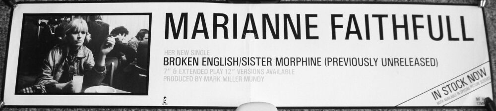 MARIANNE FAITHFULL U.K. RECORD COMPANY PROMO BANNER 'BROKEN ENGLISH' SINGLE