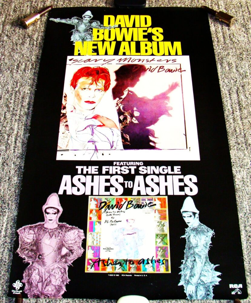 DAVID BOWIE RARE U.S. RECORD COMPANY PROMO POSTER 'SCARY MONSTERS' ALBUM 19