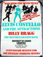 ELVIS COSTELLO BILLY BRAGG CONCERT POSTER SAT MARCH 9th 1985 LOGAN HALL LONDON