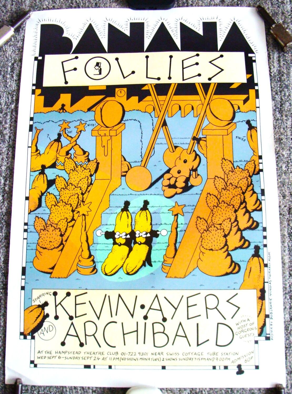 KEVIN AYERS STUNNING & VERY RARE CONCERTS POSTER SEP 1972 HAMPSTEAD THEATRE