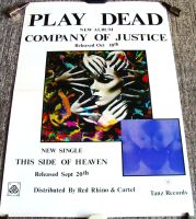 PLAY DEAD RARE U.K. RECORD COMPANY PROMO POSTER 'COMPANY OF JUSTICE' ALBUM 1985