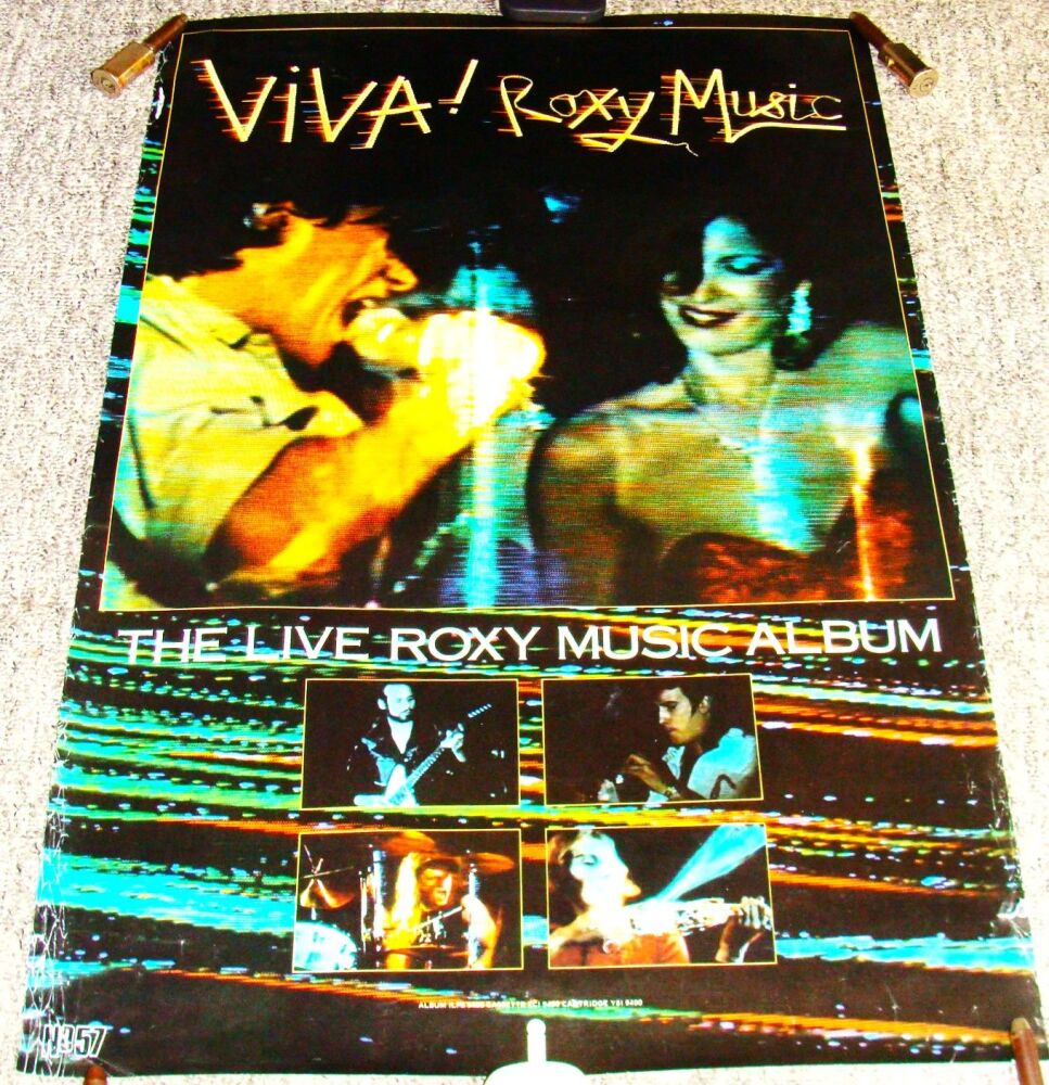 ROXY MUSIC STUNNING RARE U.K. RECORD COMPANY PROMO POSTER 'VIVA' LIVE ALBUM